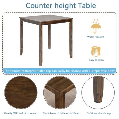 Elegant 5-Piece Solid Wood Counter Height Dining Set