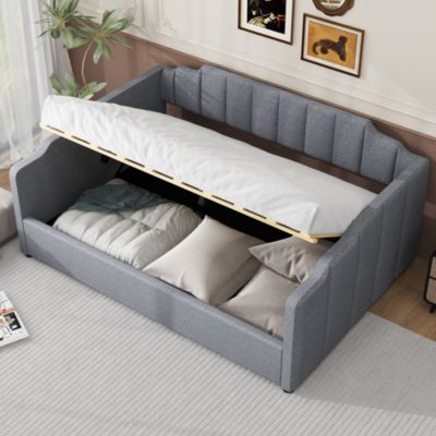 Streamdale Upholstered Daybed with Underneath Storage, Full Size, Gray