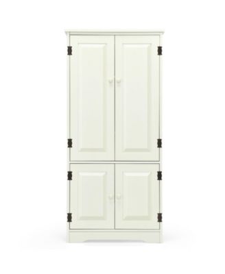 Accent Floor Storage Cabinet with Adjustable Shelves Antique 2-Door-Cream White