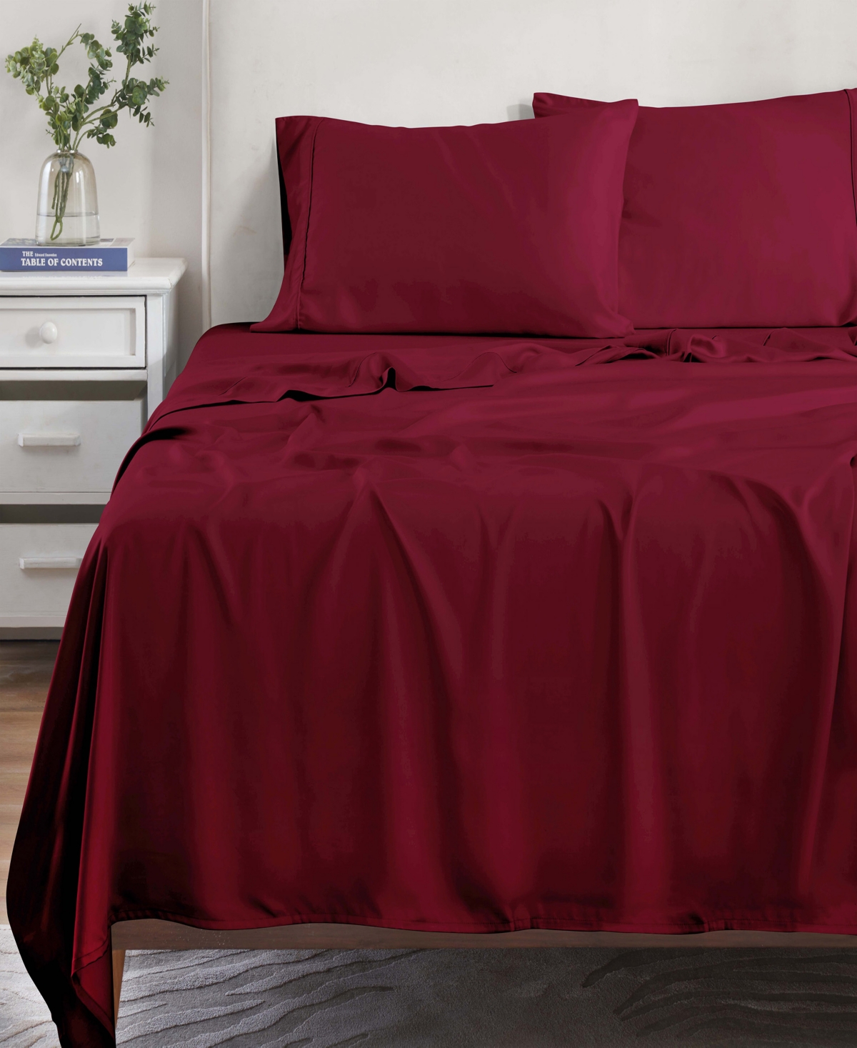 Superior Modal From Beechwood 300 Thread Count Lightweight Cooling Solid Deep Pocket Bed Sheet Set, Xl