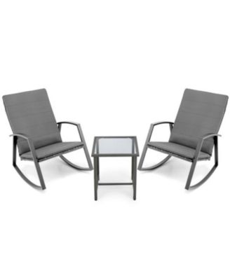 3 Pieces Patio Rattan Rocking Furniture Set