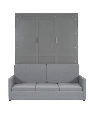 Streamdale Queen Size Murphy Bed Wall Bed with Cushion, White