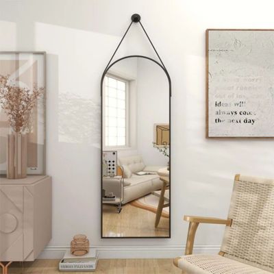 Arched Wall Mounted Mirror 16"x48" in Black