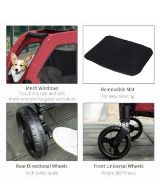 Spacious Pet Stroller for Dogs up to 77 lbs, with Foldable Design for Convenient Storage