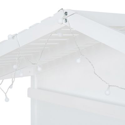 Streamdale Twin House Bed with Shelves, Window, and Lights