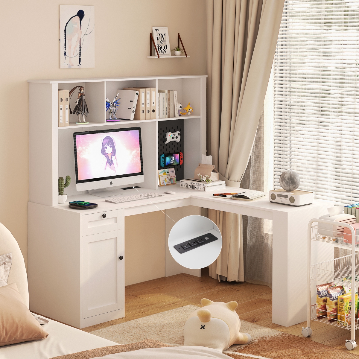 Simplie Fun 2-in-1 Space-Saving L-Shaped Corner Desk with Ample Storage