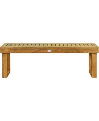 52 Inch Acacia Wood Dining Bench with Slatted Seat
