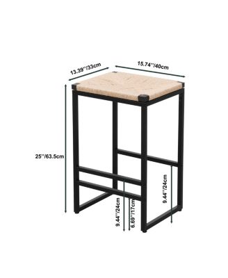 2 Backless Bar Stools in Paper Rope Woven Chairs