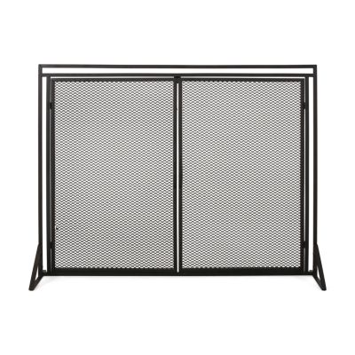 Streamdale Matte Black Modern Iron Fireplace Screen with Access Doors