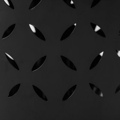 Streamdale Black Barrel-Shaped Lace-Cut Side Table for Patio or Garden