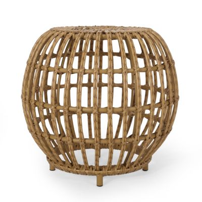 Streamdale Handcrafted Faux Rattan Woven Side Table with Boho Style