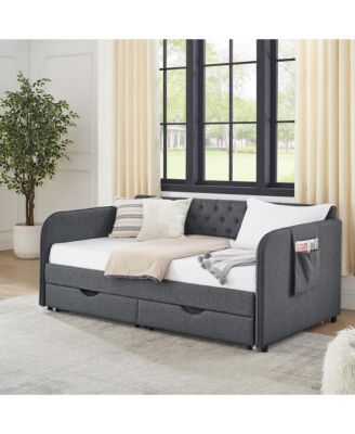 Mid-Century Twin to King Daybed with Storage Drawers, 132lbs Weight Capacity