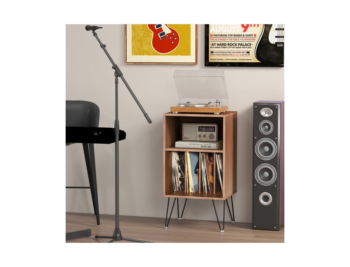 Slickblue Record Player Stand with Charging Station for Living Room Bedroom