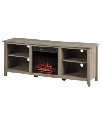 60" W x 23.5" H Electric Cabinet Fireplace w/ Mantel, TV Sd