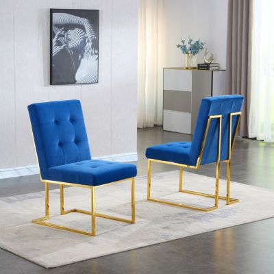 Streamdale  Set of 2  Velvet Upholstery with Gold Metal Base Tufted, Modern Style Dining Chair
