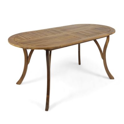 Streamdale Elegant Oval Acacia Wood Table with Teak Finish for Outdoor Patios