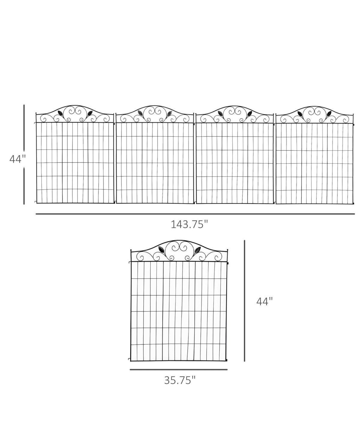 Streamdale Furniture Elegant Vine Pattern Yard Fencing for Path Edging and Flower Borders