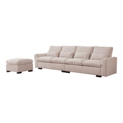 Elegant Reversible Ottoman Sofa with USB Ports and Storage