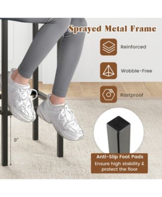 Set of 4 Bar Stool Set 26" Bar Chair with Metal Legs and Footrest