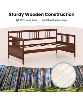 Twin Size Wooden Slats Daybed Bed with Rails