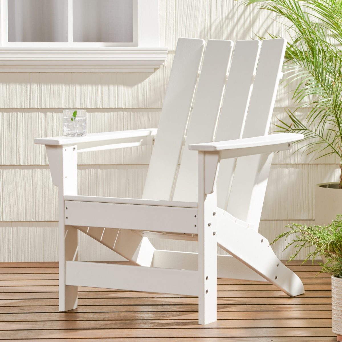 Simplie Fun Durable Resin Adirondack Chair with Rustic Aesthetic
