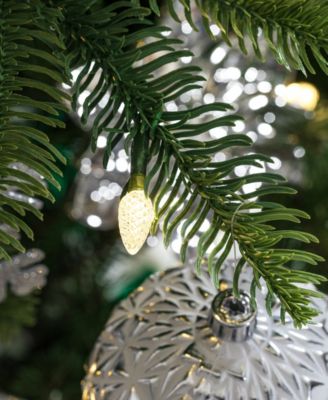 7.5ft Pre Lit Green Slim Fir Artificial Christmas Tree with 350 strawberry Lights,9 Functional Warm White Multi color, remote controller