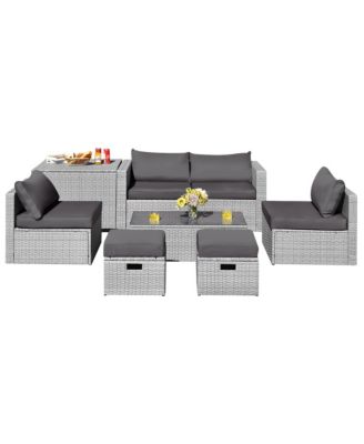 8PCS Patio Rattan Furniture Set Storage Waterproof Cover