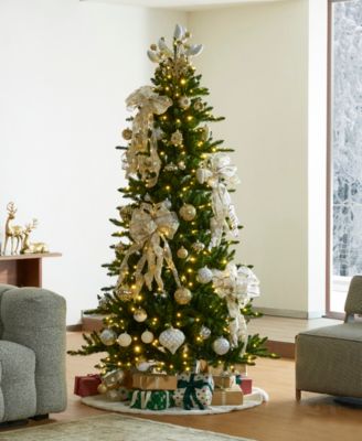 7.5ft Pre Lit Green Slim Fir Christmas Tree with 400 Light Emitting Diode Lights, 9 Functional Warm White Multi color, remote controller