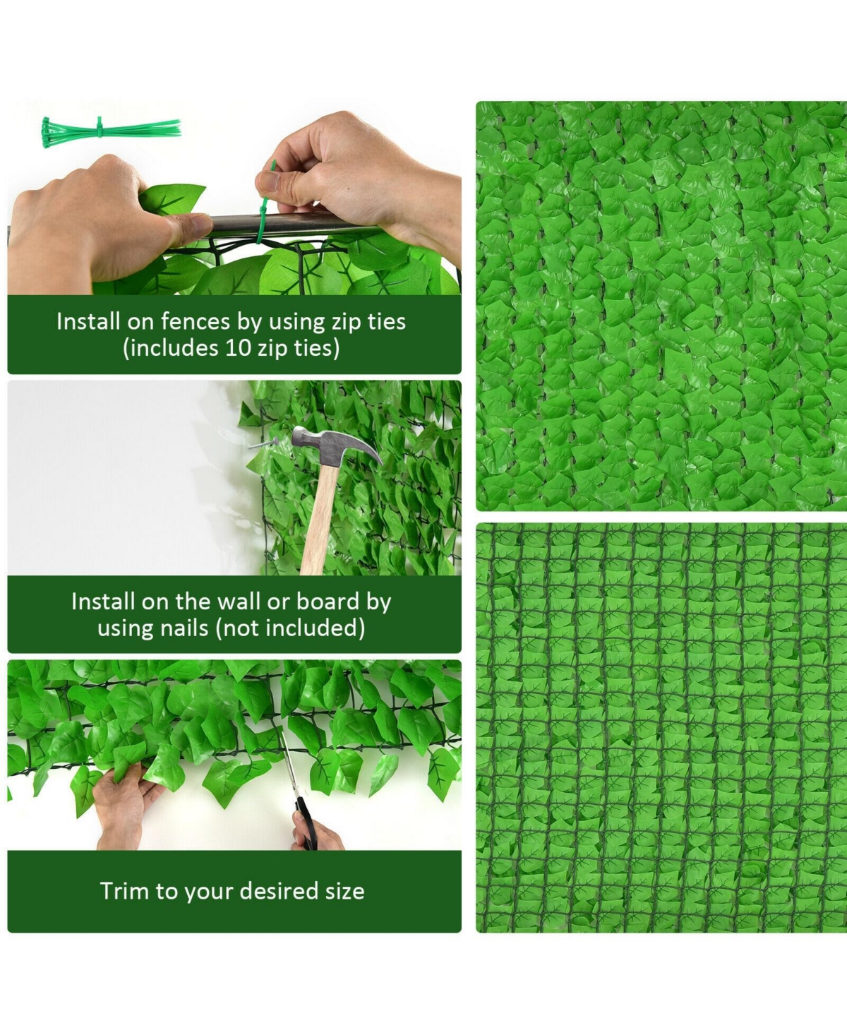 Slickblue 4 Pieces 118 x Inch Artificial Ivy Privacy Fence for Fence and Vine Decor