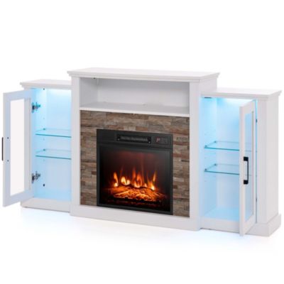 Fireplace TV Stand with Led Lights & Electric Fireplace For 65" Wall-Mounted TV