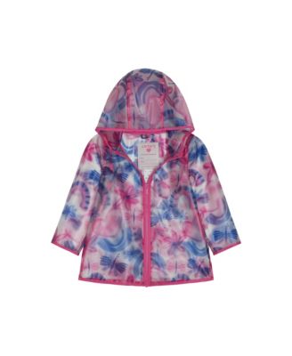 Baby Girls Hooded Water-Resistant Printed Raincoat