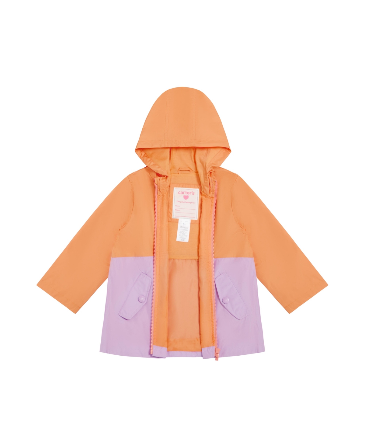Carter's Baby Girls Baby Hooded Water-Resistant Color Block Raincoat