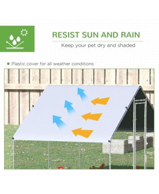 Simplie Fun Metal Chicken Coop Run with Cover, Walk-In Outdoor Poultry Pen for Rabbits, Ducks, Large Hen House for Yard, 10' x 6.5' x 6.5', Silver