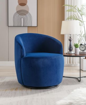 Streamdale Velvet Swivel Barrel Armchair with Metal Ring