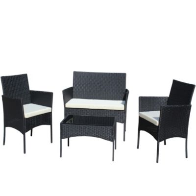 Streamdale 4-Piece Wicker Sectional Set with Glass Table