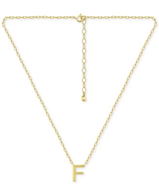 Initial F Pendant Necklace in 18k Gold-Plated Sterling Silver, 16" + 2" extender