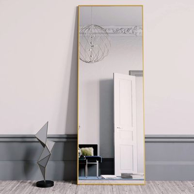 Gold 64"x21" Full-Length Rectangle Nano Glass Mirror, Standing or Wall-Mounted