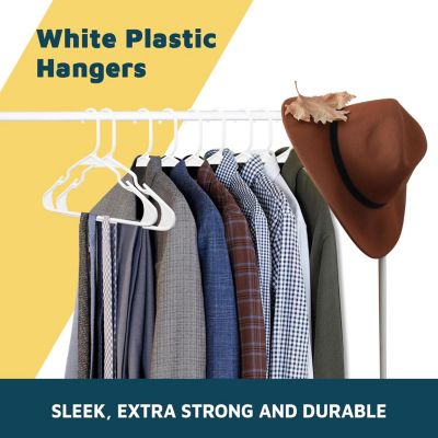 Plastic Clothes Hanger Set - 100 Pieces Versatile, Lightweight, Space-Saving, Non-Slip, Slim Designed, Dry and Wet Clothes Hanger Set - White
