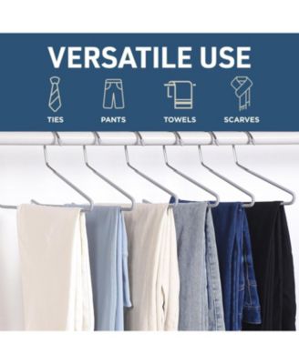 Metal Pants Hanger Set - 30 Pieces Elegant Non-Slip Closet Space Saving Hanger Set for Pants, Trouser, Blankets, and Jeans with Open Ended Sleek Design - Gray