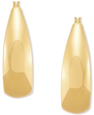 Polished Graduated Oval Medium Hoop Earrings in 14k Gold, 1-1/8"
