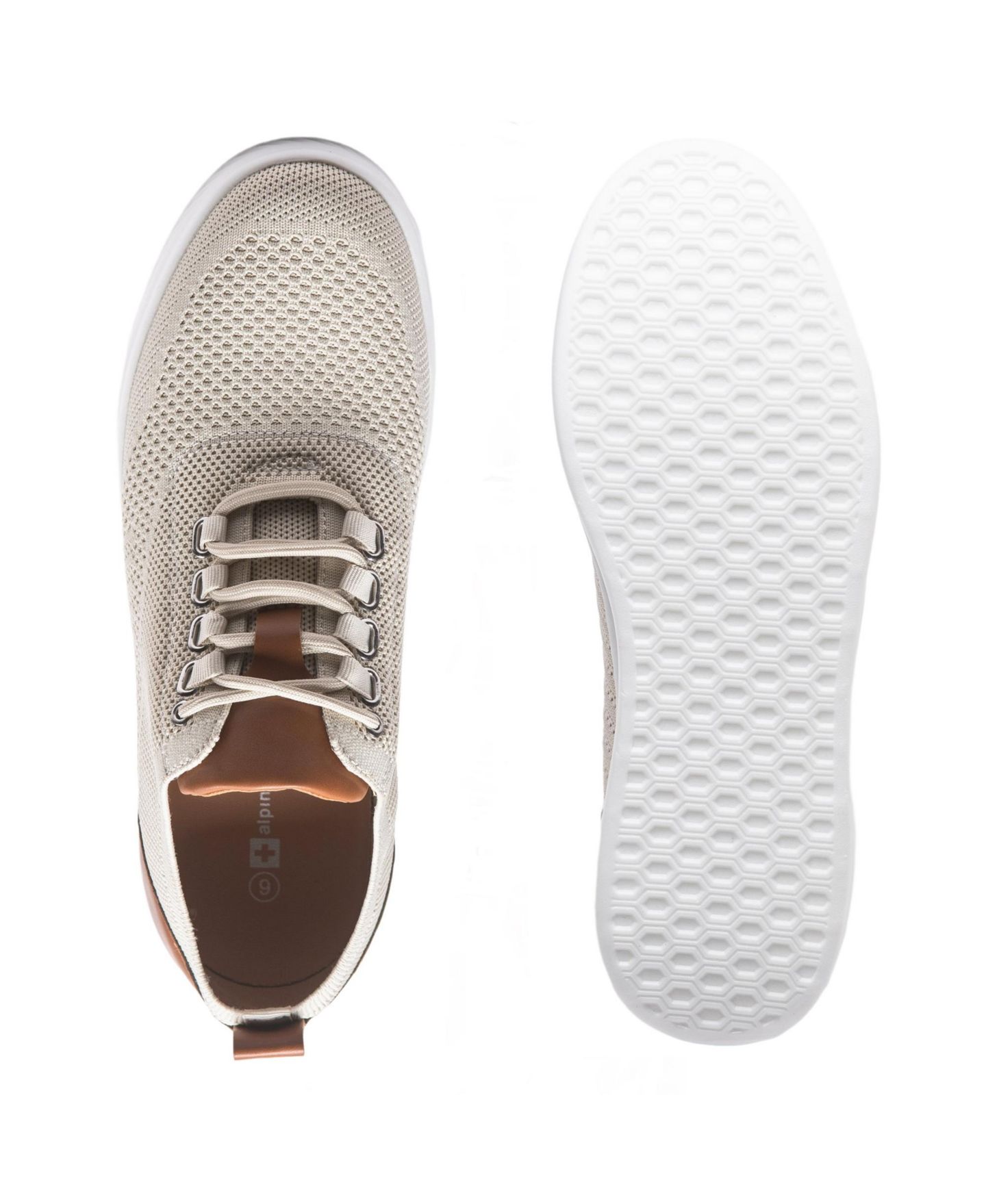 Мужские кроссовки Alpine Swiss Brad Lightweight Dress Sneakers - Breathable Mesh Oxford Shoes for Business Casual and Everyday Comfort with Cushioned Sole, цвет: Бежевый — фото 6
