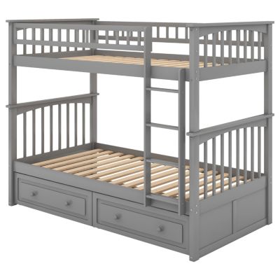 Streamdale Twin Over Twin Bunk Bed With Drawers, Convertible Beds