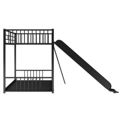 Streamdale Metal Bunk Bed With Slide, Twin Over Twin