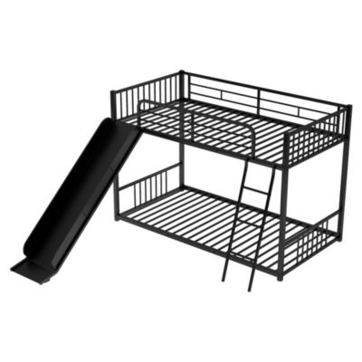 Streamdale Metal Bunk Bed With Slide, Twin Over Twin