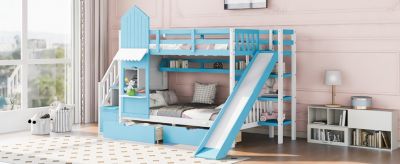 Streamdale Castle Bunk Bed w/ Drawers, Shelves, Slide (Pink)