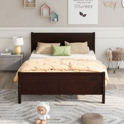 Streamdale Queen Size Wood Platform Bed With Headboard And Wooden Slat Support