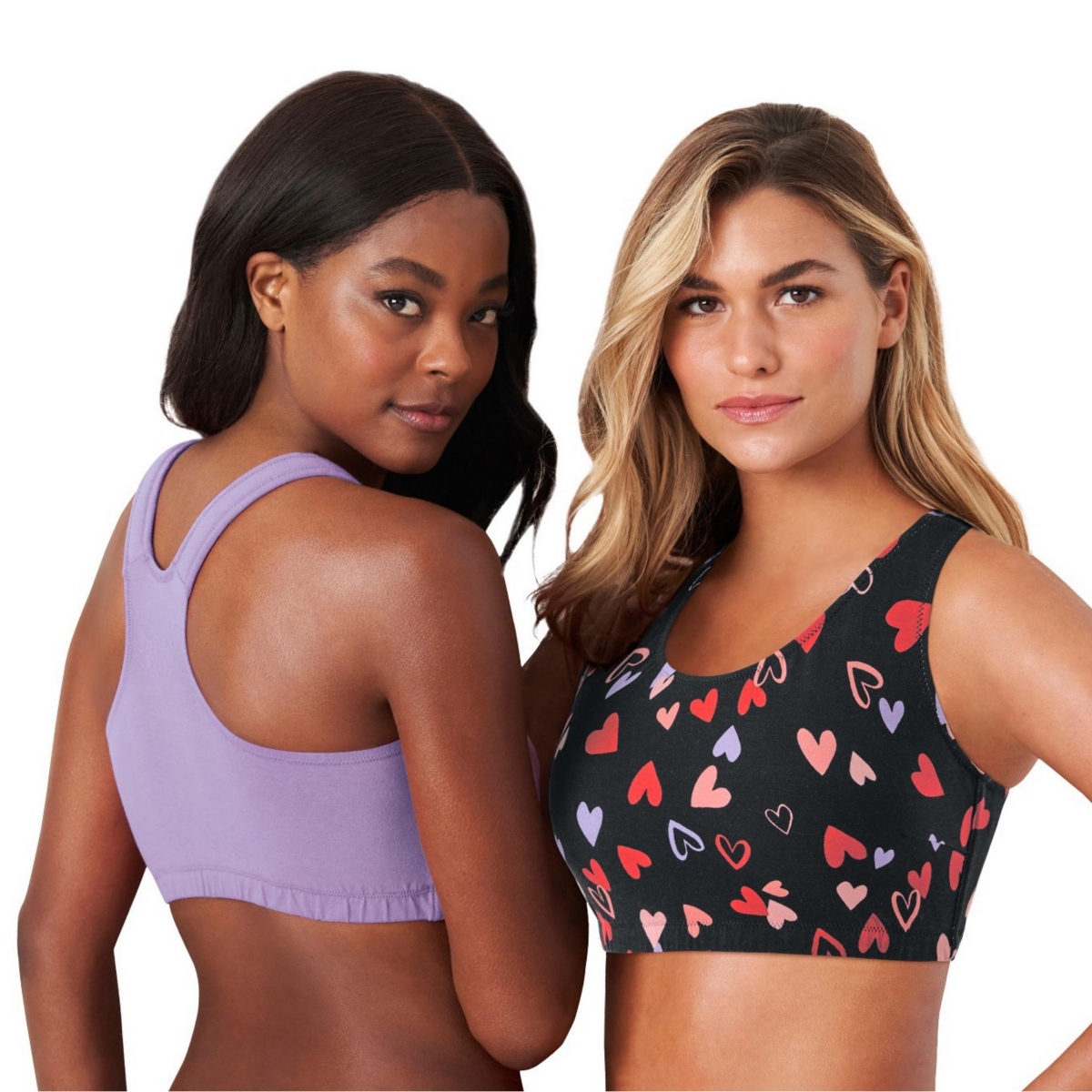 Plus Size Wireless Sport Bra 2-Pack - Black tossed hearts