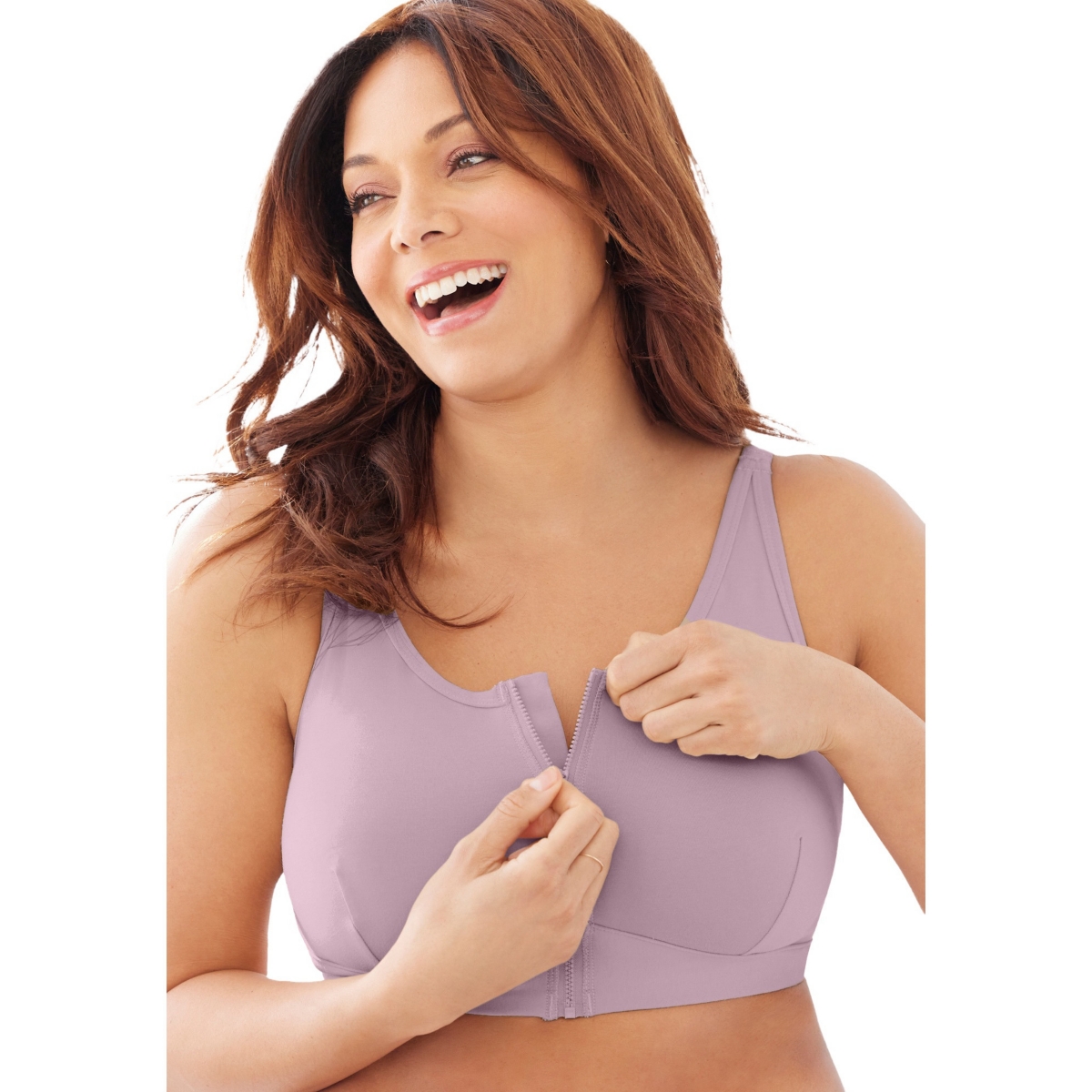Comfort Choice Women's Wireless Zip Front Bra
