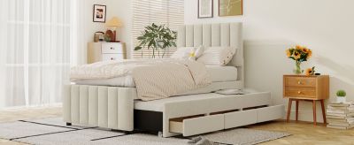 Streamdale Twin Upholstered Bed with Trundle and Drawers