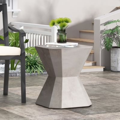 Streamdale Lightweight Concrete Hourglass Side Table for Indoor/Outdoor Use
